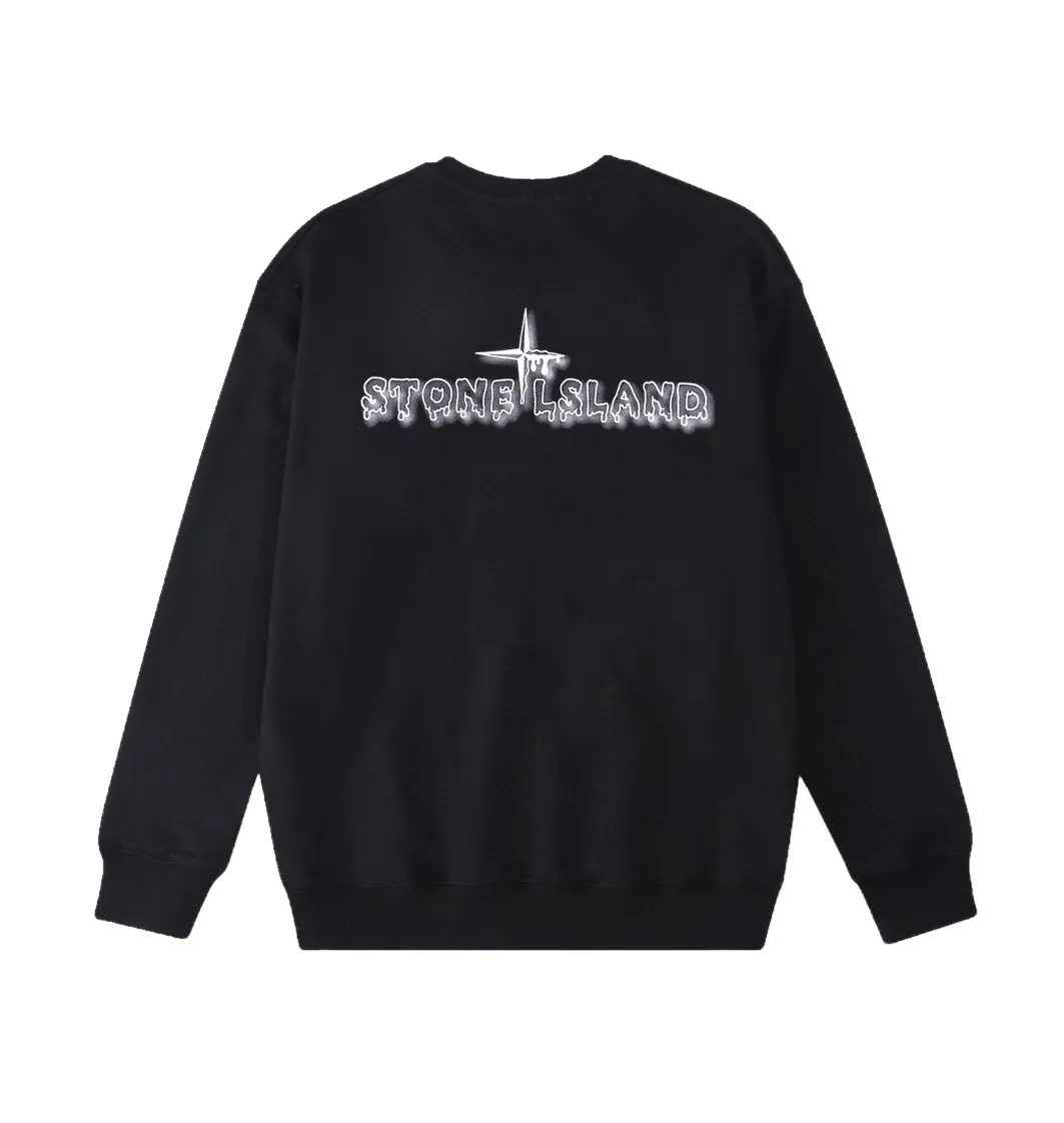 W812#P160💰 Stone Island Stone Island melting compass logo printed round neck long-sleeved sweatshirt! Versatile base round neck sweatshirt for couples! Simple armband design, customized 1*1 thread (fine texture), 380g double-strand large terry fabric, very good quality, foreign trade craftsmanship, respect the original version! The threads at the cuffs and hem are all original bartacks! The time-consuming and material consumption distinguishes the ordinary version on the market! Tops worn by celebrities from all walks of life on INS, can be matched with couple styles!  Color: Black White Size: M-XXL